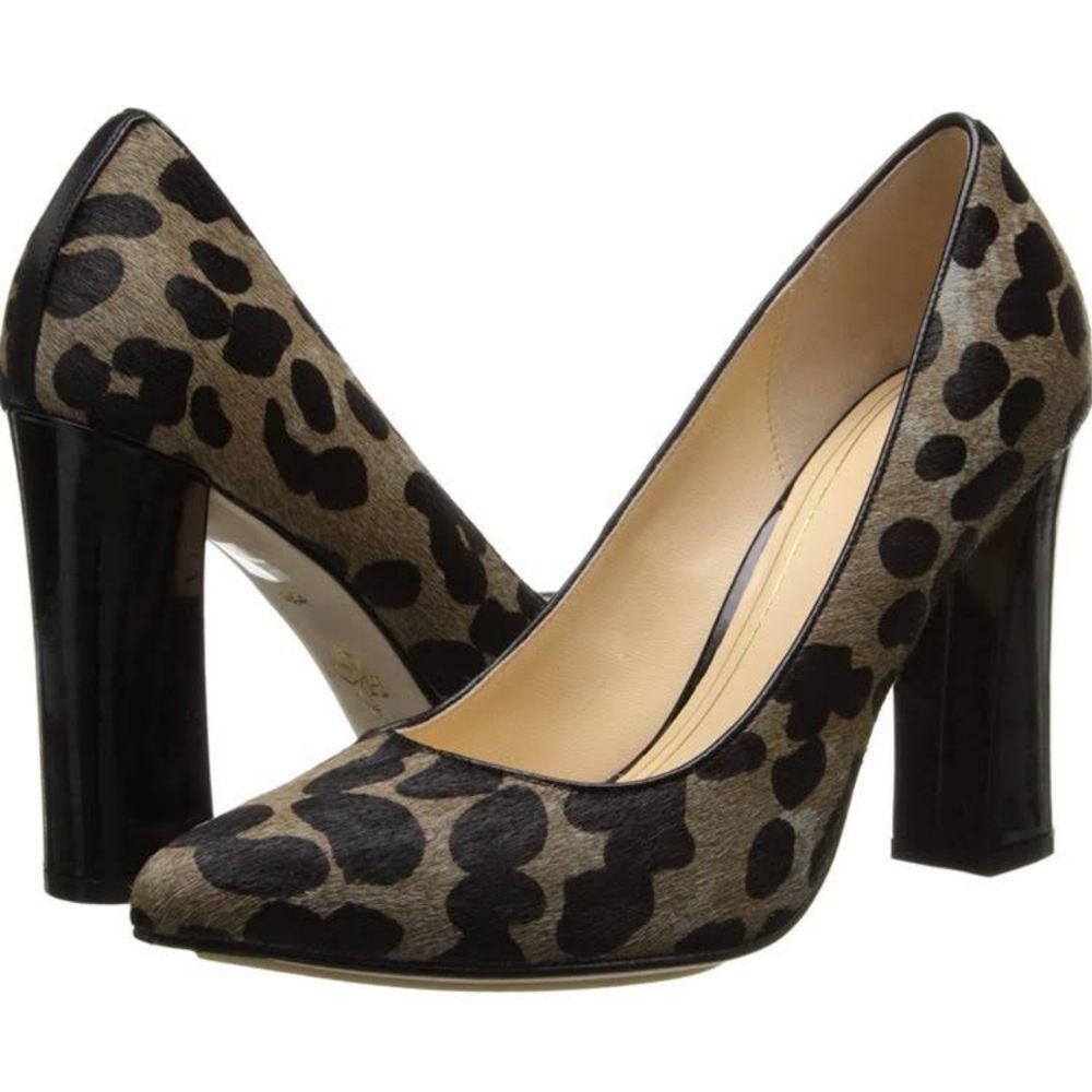 LIKE NEW Cole Haan Leopard Pony Hair Block Heel Pumps